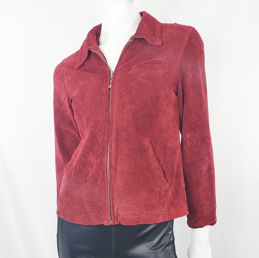 Vintage Burgundy Leather Suede Jacket L